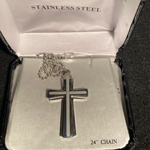 Men’s Stainless Steel Cross  24” chain